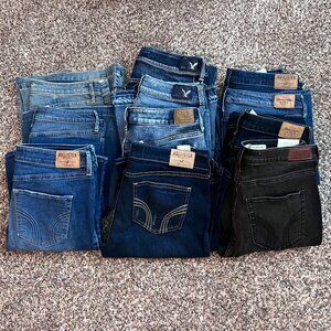 Lot of 11 Jeans - American Eagle, Abercrombie & Hollister